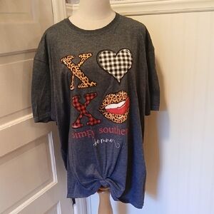 Simply Southern Dark Gray Graphic Tee with Patterned Accents